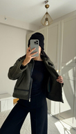 Bellina Peluş Kaplama Kaban 6529 HAKİ