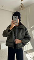 Bellina Peluş Kaplama Kaban 6529 HAKİ