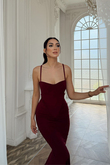 Beniz Yaka Glop Önü Büzgü Detay Midi Elbise 15179 