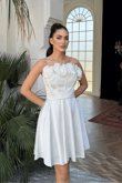 Blanca Straplez Gül Detay Mini Elbise 1101