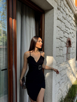 Broş Detay Mini Elbise 581756  SİYAH f6x