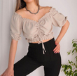 Büzgü Detay Lastikli Crop TAŞ