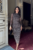 Büzgülü Maxi Tül Elbise 3079 LEOPAR