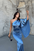 Camelia Tek Kol Saten Abiye 582922 İNDİGO