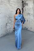 Camelia Tek Kol Saten Abiye 582922 İNDİGO