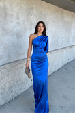 Camelia Tek Kol Saten Abiye 582922 SAKS MAVİSİ