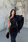 Camelia Tek Kol Saten Abiye 582922 SİYAH
