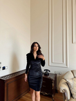 Caster Kadife Tasarım Elbise 2985 SİYAH