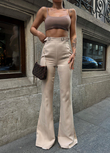 Çift Tokalı Pantolon 22338 TAŞ RENGİ