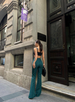 Çift Tokalı Pantolon 22338 ZÜMRÜT