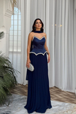 Çisem Straplez İşleme Etek Şifon Abiye 1187