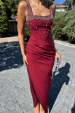 Clark Kare Yaka İşleme Detay Abiye 9367 BORDO