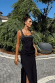 Clark Kare Yaka İşleme Detay Abiye 9367 SİYAH