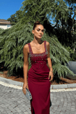 Clark Kare Yaka İşleme Detay Abiye 9367 BORDO