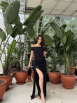 Dale Kuyruk Detay Simli Abiye 582418 SİYAH