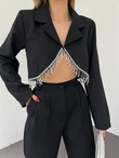 Damla Taşlı Crop Ceket 10329 SİYAH