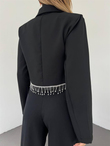 Damla Taşlı Crop Ceket 10329 SİYAH