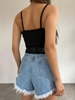 Dantelli Crop 10434 SİYAH