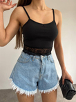 Dantelli Crop 10434 SİYAH
