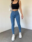 Dar Paça Yüksek Bel Jean Pantolon 510935 MAVİ
