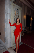 Davina Yırtmaç Detaylı Abiye 583035 KIRMIZI