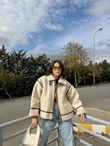 Dean Kürklü Biker Ceket 20037 KAHVE