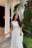 Deniz Poplin Kumaş Kolsuz Midi Elbise 8456