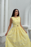 Deniz Poplin Kumaş Kolsuz Midi Elbise 8456