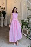 Deniz Poplin Kumaş Kolsuz Midi Elbise 8456