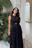 Deniz Poplin Kumaş Kolsuz Midi Elbise 8456