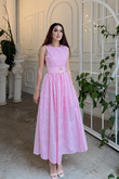 Deniz Poplin Kumaş Kolsuz Midi Elbise 8456