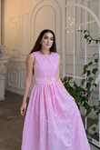 Deniz Poplin Kumaş Kolsuz Midi Elbise 8456