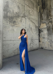 Diva Kuyruklu Yırtmaçlı Abiye 582475 SAKS MAVİSİ