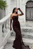 Ece Güpür Detay Straplez Kol Eldiven Detay Abiye 405