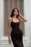 Elinda Askılı Sırt Bağcık Detay Midi Elbise 221813