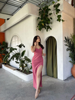 Emily Kruvaze Yaka İp Askı Yırtmaçlı Abiye 582193 GÜL RENGİ