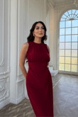Esla Toka Detay Midi Elbise 5053