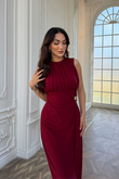 Esla Toka Detay Midi Elbise 5053