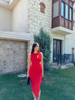 Evrim Asimetrik Tasarım Elbise 582120 KIRMIZI