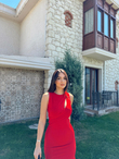 Evrim Asimetrik Tasarım Elbise 582120 KIRMIZI