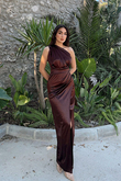 Fiona Tek Kol Drapeli Saten Abiye 582856 