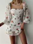 Fırfır Detay Desenli Mini Elbise 223012 BEYAZ