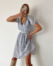 Flora Desen Mini Elbise BEBE MAVİSİ
