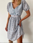 Flora Desen Mini Elbise BEBE MAVİSİ