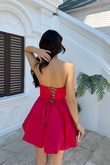 Florya Straplez Balon Etek Mini Elbise 1058