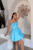 Florya Straplez Balon Etek Mini Elbise 1058