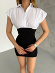 Garnili Korse Elbise 3785 SİYAH