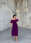 Glamour Pliseli Şifon Elbise 582850 MÜRDÜM