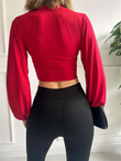 Göğüs Dekolte Crop KIRMIZI