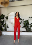 Grace Askılı Kemerli Tulum 582203 KIRMIZI